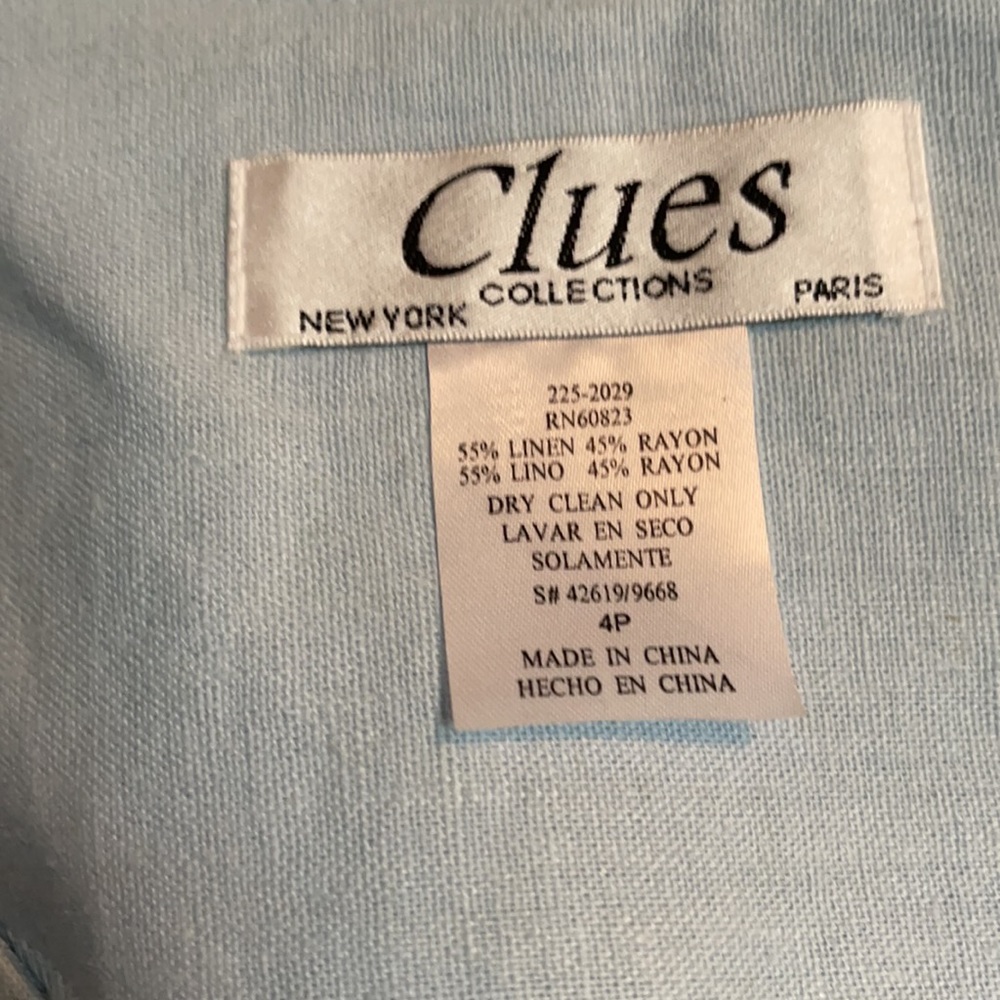 Baby blue linen dress with tags-never worn size 4p